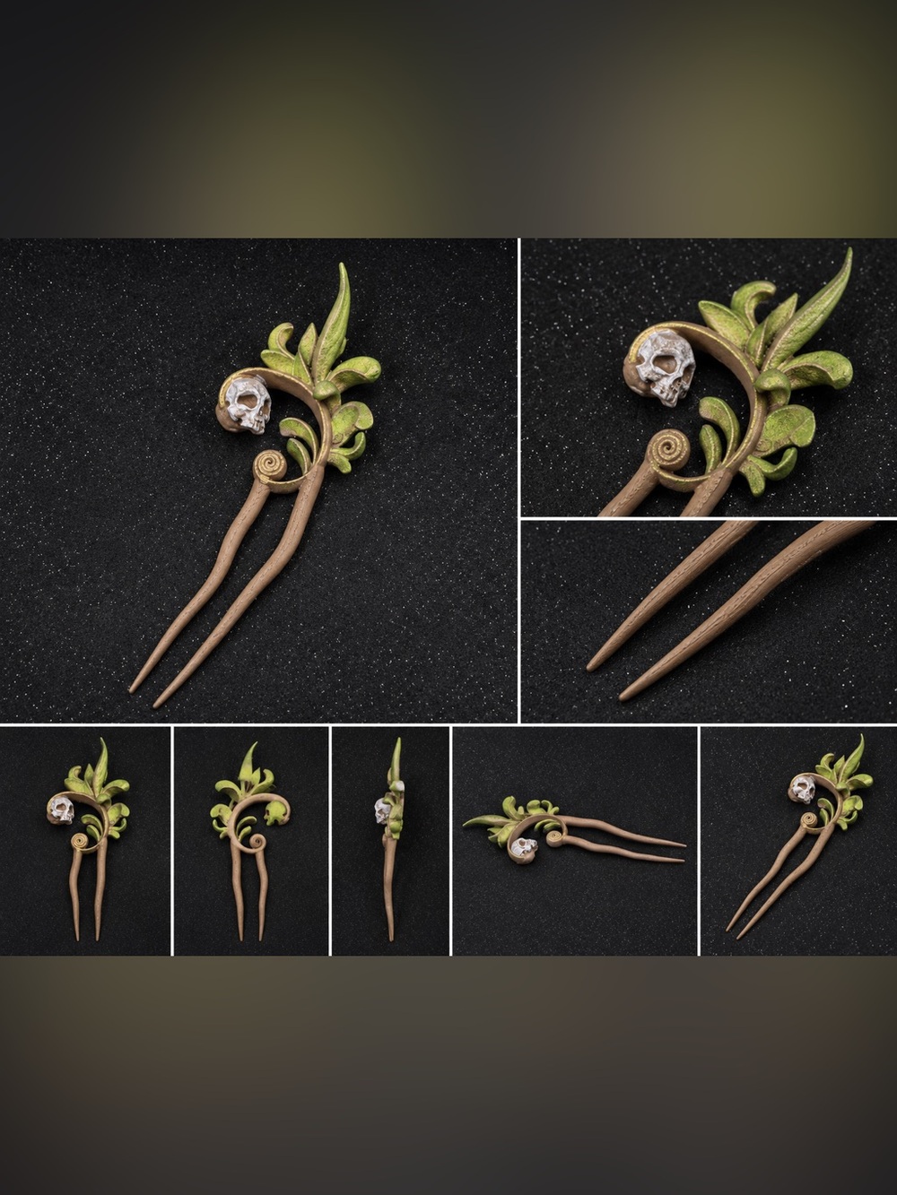 Woodland Skull Bloom Hair Pin - Picture 3 of 5
